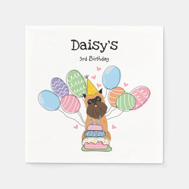 Belge Brussels Griffon Birthday Paper Napkins (Front)