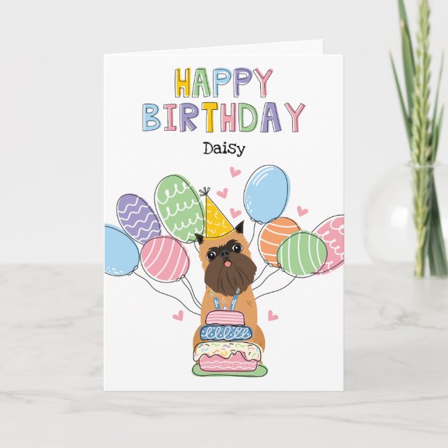 Belge Brussels Griffon Cropped Ears Birthday Card (Front)