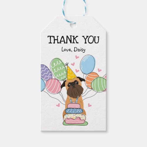 Belge Brussels Griffon Dog Birthday Favor Gift Tags