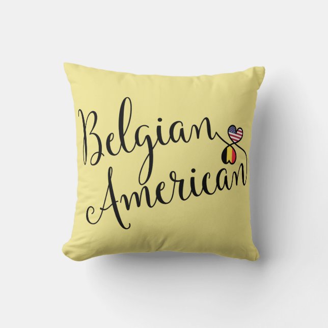 Belgian American Entwined Hearts Throw Cushion (Front)