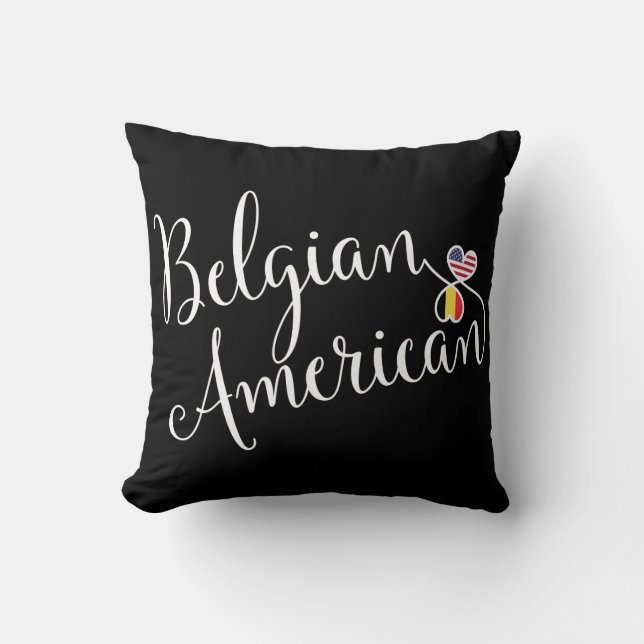 Belgian American Entwined Hearts Throw Cushion (Front)