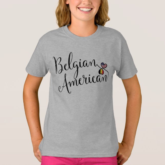 Belgian American Entwinted Hearts   T-Shirt (Front)