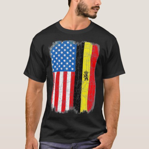 Belgian American Flag Belgium Belgie Belgique  T_Shirt
