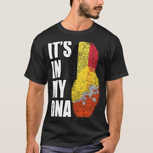 Belgian And Bhutanese Mix DNA Flag Heritage T_Shirt