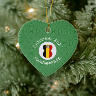 Belgian Angel Christmas Flag Personalized Ceramic Ornament