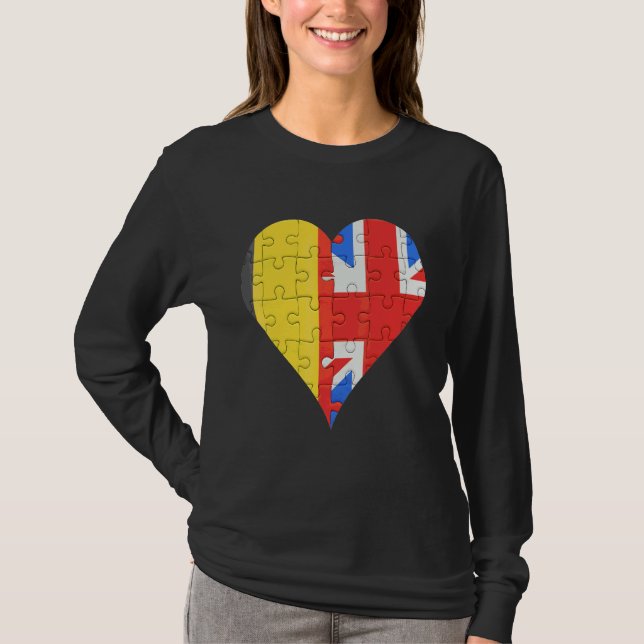 Belgian British Flag Heart T-Shirt (Front)