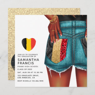 Belgian Denim Girl Graduation Party Invitation