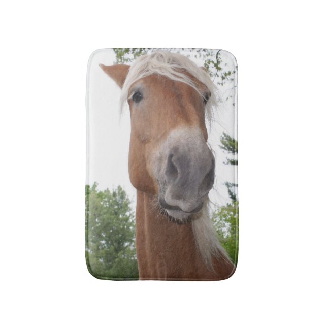 Belgian Draft Horse Face Animal Bathroom Mat (Front Vertical)