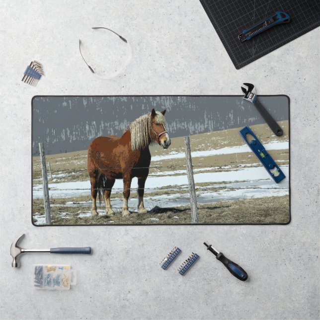 Belgian Draft Horse In Paddock Desk Mat (Workstation)