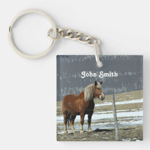 Belgian Draft Horse In Paddock Keychain