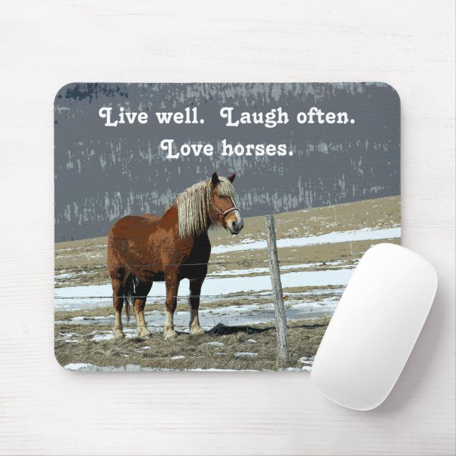 Belgian Draft Horse In Paddock Mouse Pad (With Mouse)
