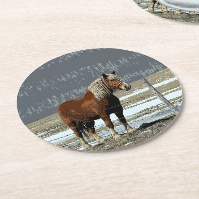 Belgian Draft Horse In Paddock Paper Coaster (Angled)