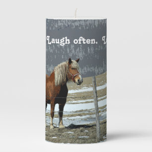 Belgian Draft Horse In Paddock Pillar Candle