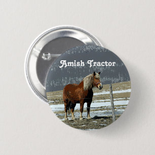 Belgian Draft Horse In Paddock Pin Button