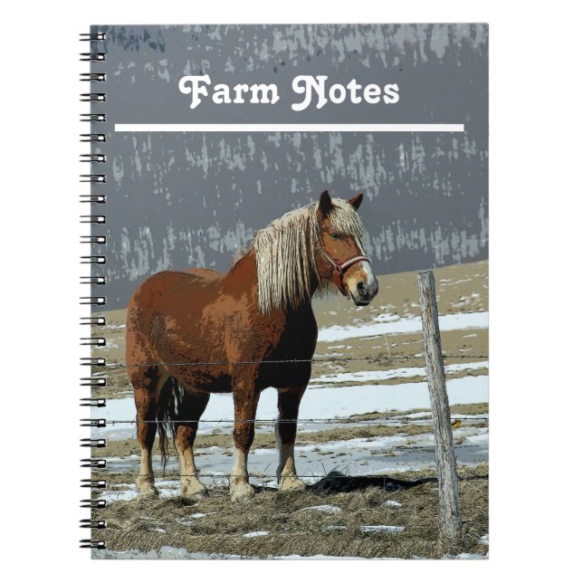 Belgian Draft Horse In Paddock Spiral Notebook (Front)