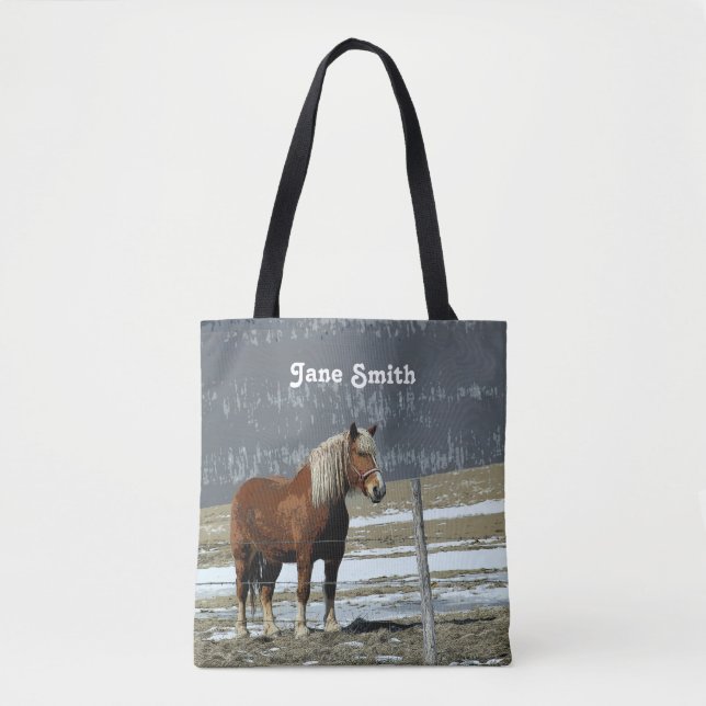 Belgian Draft Horse In Paddock Tote Bag (Front)