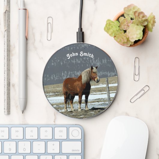 Belgian Draft Horse In Paddock Wireless Charger (Desk)