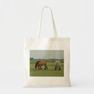 Belgian Draft Horse-one grey, one brown Tote Bag