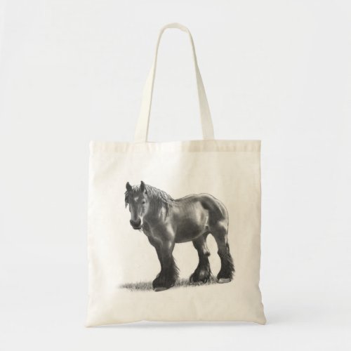 Belgian Draft Horse Pencil Drawing Realism Tote Bag