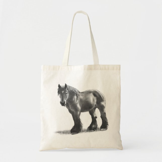 Belgian Draft Horse Pencil Drawing: Realism Tote Bag (Front)