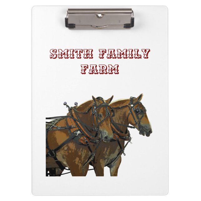 Belgian Draft Horse Team Clipboard (Front)