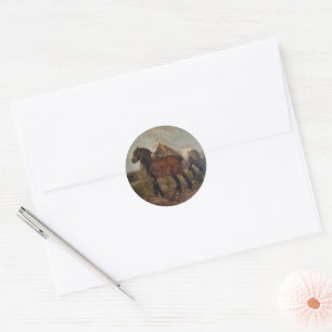 Belgian Draft Horse Vintage Fine Art Farm Painting Classic Round Sticker