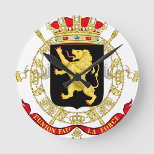 Belgian Emblem _ Coat of Arms of Belgium Round Clock