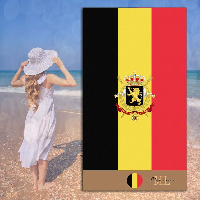 Belgian flag & Belgium monogrammed / beach towel (Creator Uploaded)