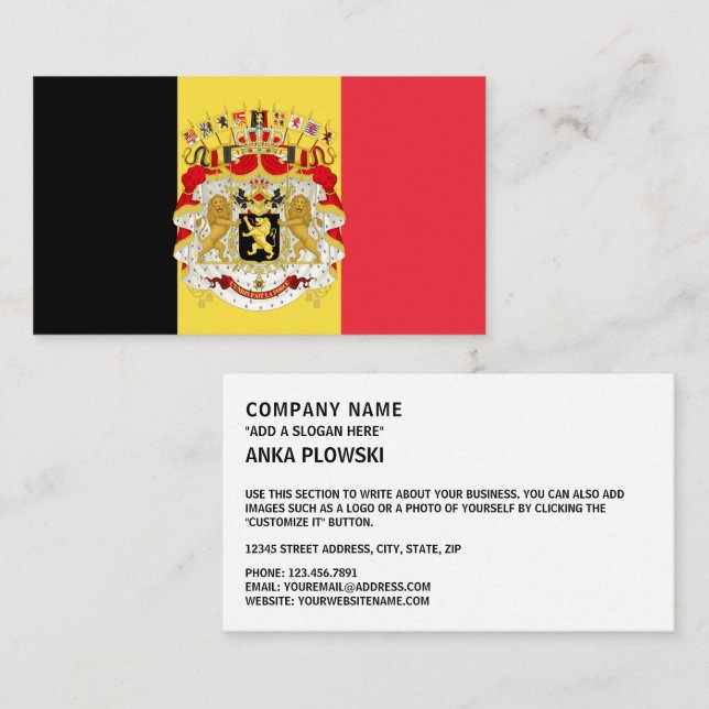 Belgian Flag & Coat of Arms, Flag of Belgium Business Card (Front/Back)