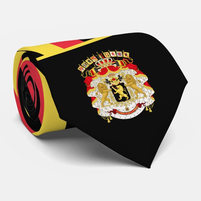 Belgian Flag & Coat of Arms, Flag of Belgium Neck Tie (Rolled)
