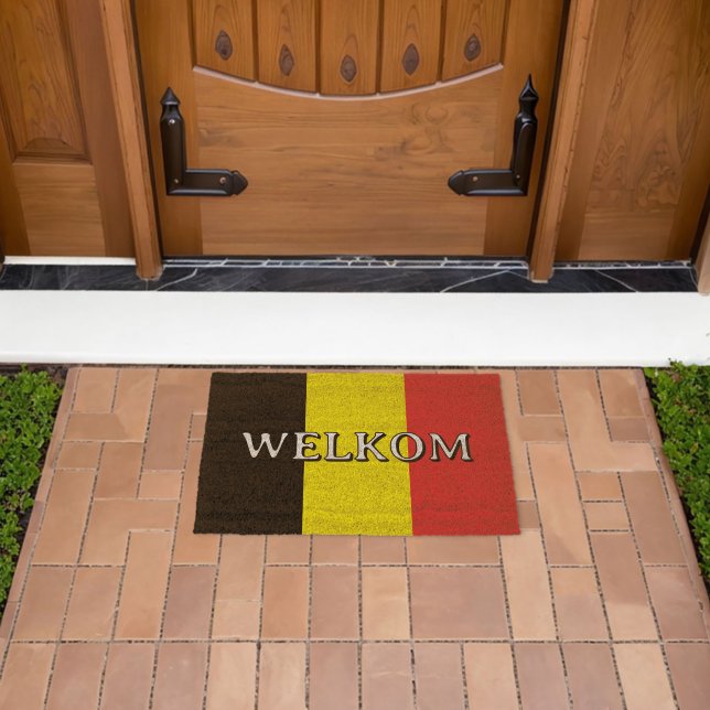 Belgian flag custom coco coir fiber doormat (Insitu (Outdoor))