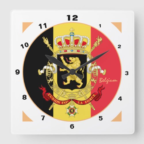 Belgian Flag Emblem  Belgium trendy fashion Square Wall Clock