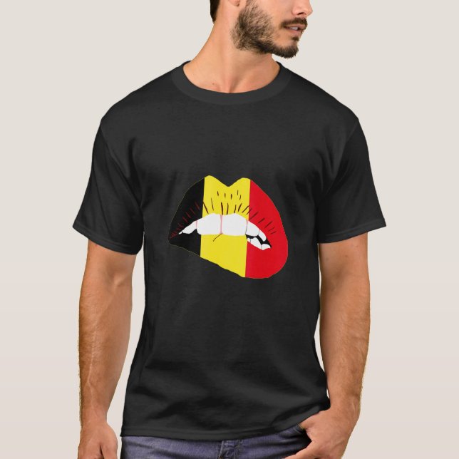 Belgian Flag Lips Belgian Pride Belgie Belgian Roo T-Shirt (Front)