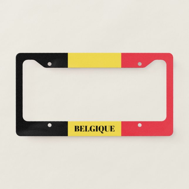 Belgian flag of Belgium car license plate frame (Front)