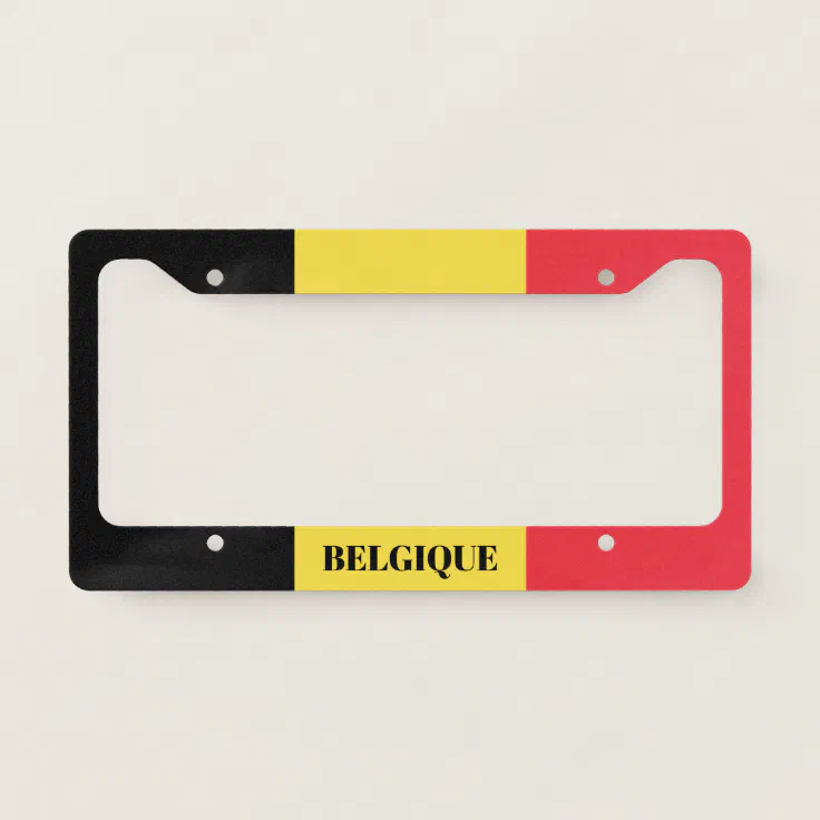 Belgian flag of Belgium car license plate frame Zazzle