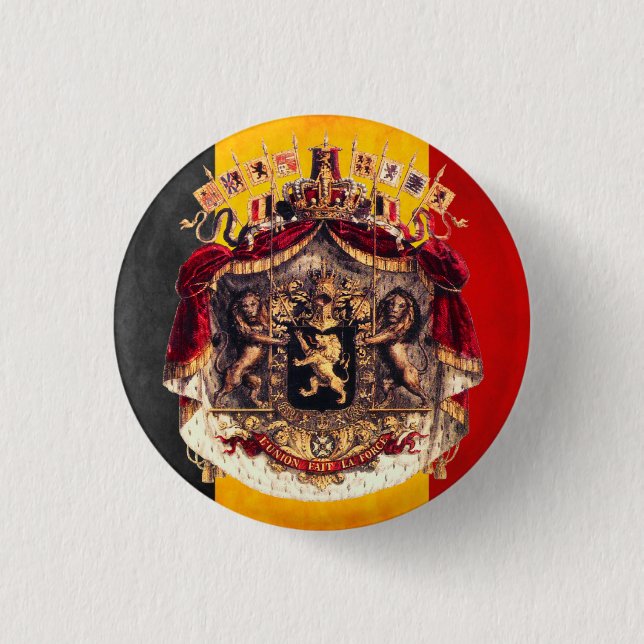 Belgian flag with coat or arm button (Front)