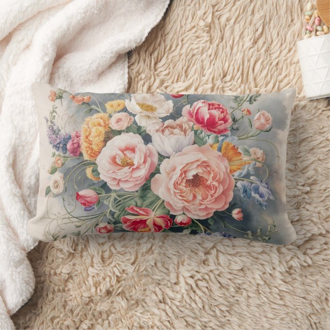 Belgian Floral Elegance Throw Pillow Cover (Blanket)