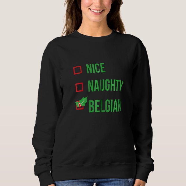 Belgian Funny Belgium Pajama Christmas Sweatshirt (Front)