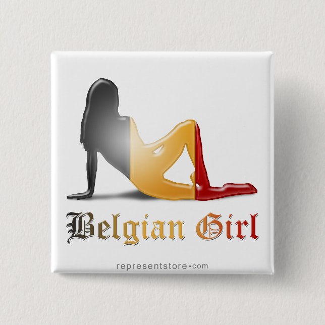 Belgian Girl Silhouette Flag Button (Front)