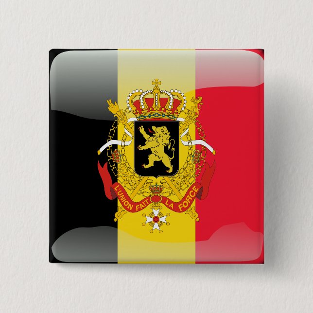 Belgian glossy flag pinback button (Front)