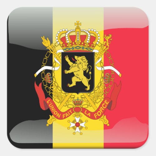 Belgian glossy flag square sticker