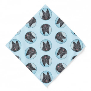 Belgian Groenendael Sheepdog Black Painting Dog Ar Bandana
