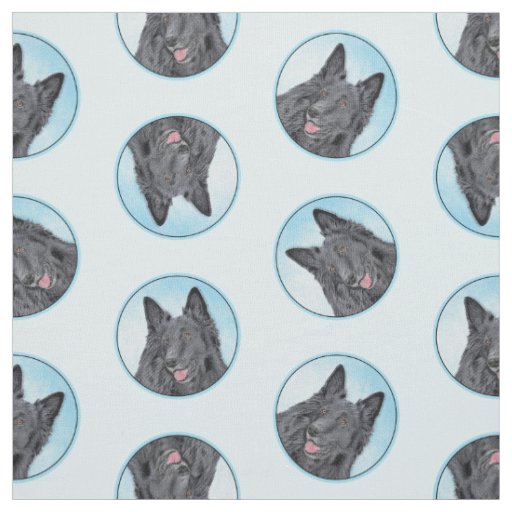 Belgian Groenendael Sheepdog Black Painting Dog Ar Fabric