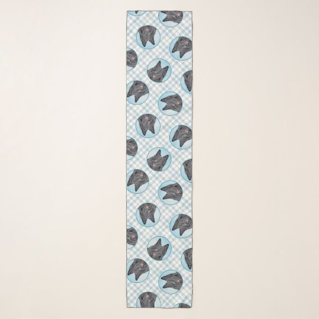 Belgian Groenendael Sheepdog Black Painting Dog Ar Scarf (Front)