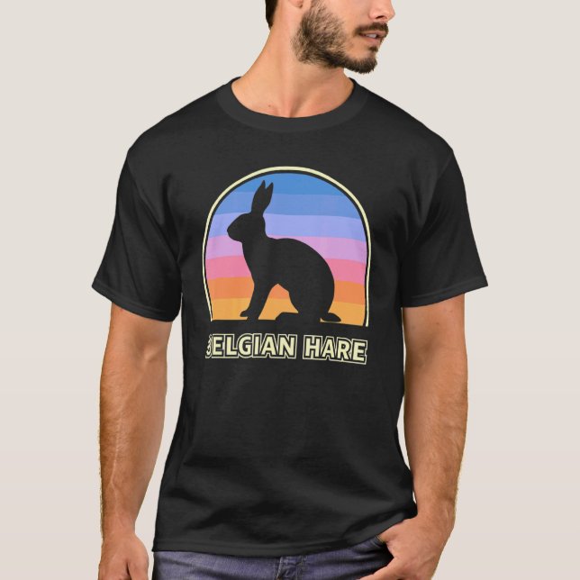 Belgian Hare Vintage Sunset Rabbit T-Shirt (Front)