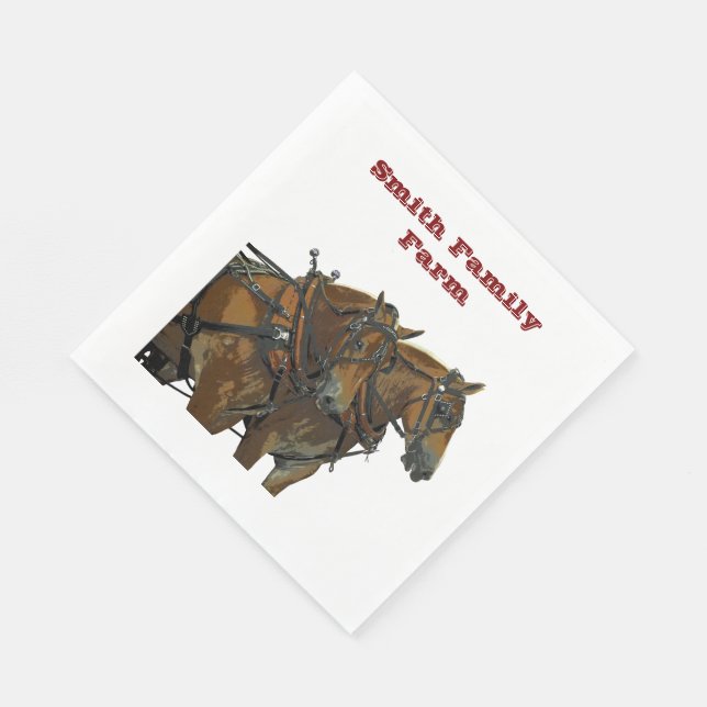 Belgian Horse Draft Team Paper Napkin (Corner)