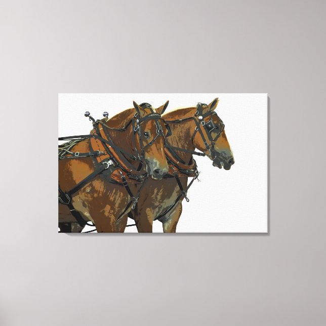 Belgian Horse Draft Team Stretched Canvas Art (Front)
