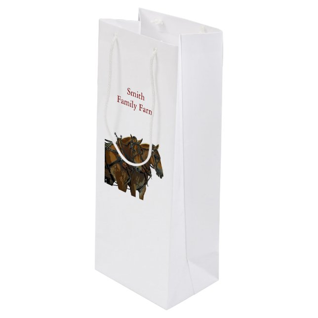 Belgian Horse Draft Team Wine Gift Bag (Front Angled)