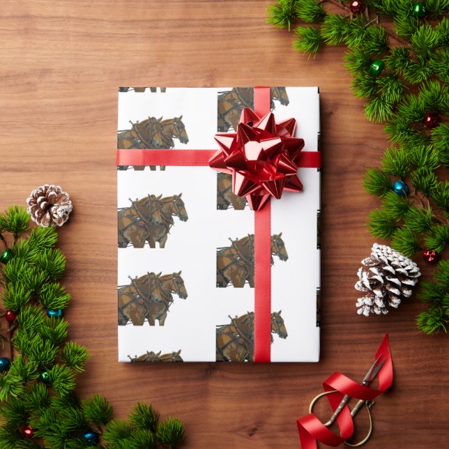 Belgian Horse Draft Team Wrapping Paper Roll (Holiday Gift)