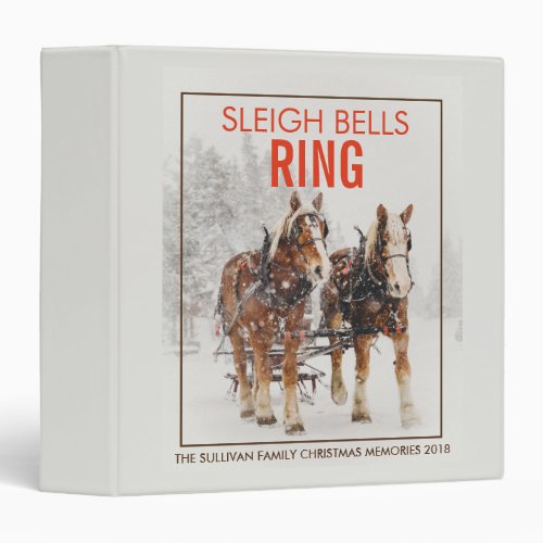 Belgian Horse Team Sleigh Bells Ring 3 Ring Binder